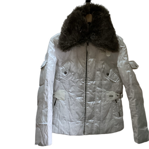 Pajar Ivory Puffer Jacket with Faux Fur Collar - Down Filled
